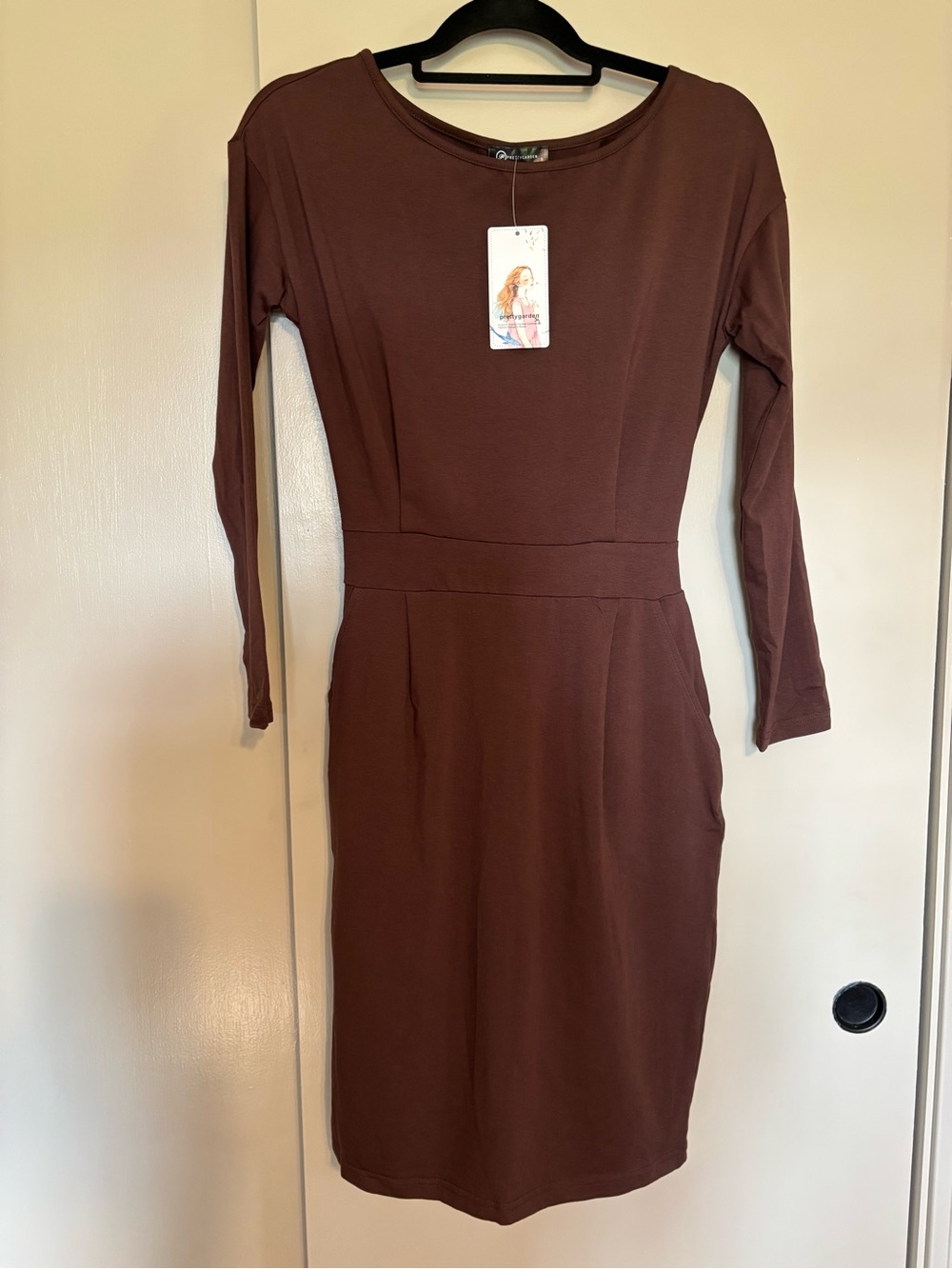 NWT PrettyGarden Long Sleeve Sheath Dress in Brown size S
